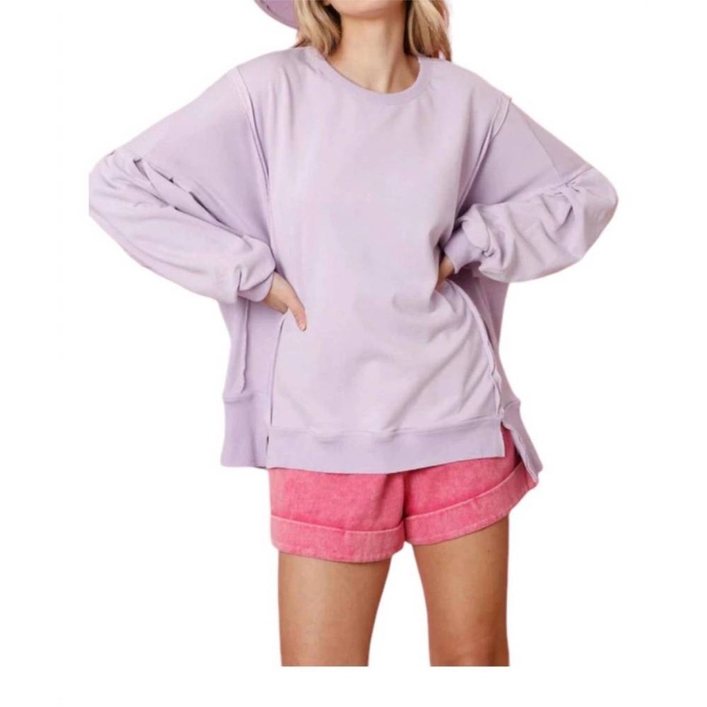 Fantastic Fawn | Lavender Oversized Pullover Sweatshirt | Size M